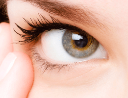 close up of woman's hazel eye