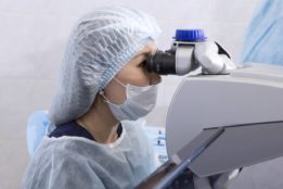 Laser eye surgery for vision correction by surgeon
