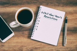 2020 New Year's Resolutions text on notepad